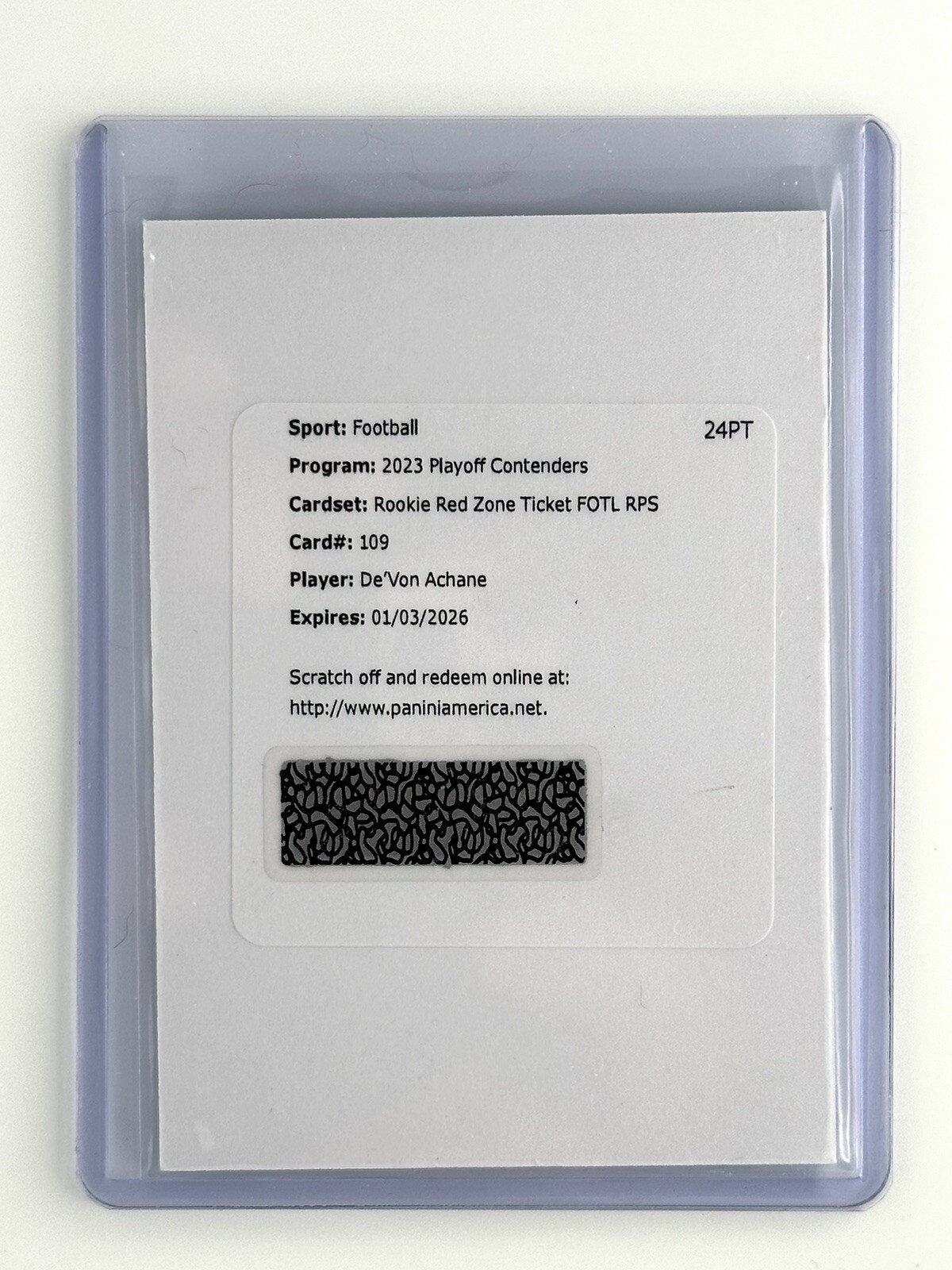 2023 Contenders FOTL De’Von Achane Rookie Red Zone Ticket Auto RPS SSP