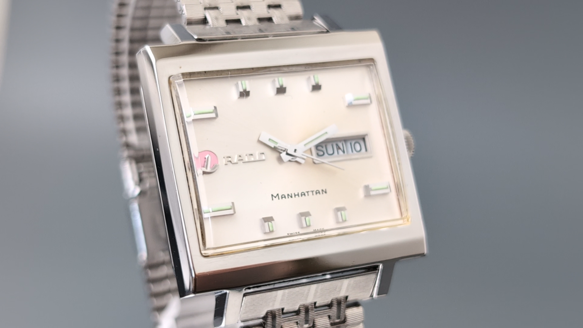 Near Mint] 1970's Rado Manhattan Watch Automatic Men's White