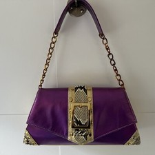 Vintage Ted Rossi Nyc Vintage Python Snakeskin Purple Shoulder Bag Purse