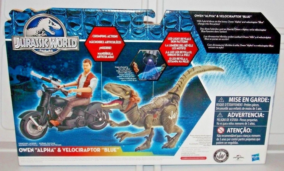 Jurassic World Dino Hybrid Owen Alpha Velociraptor Blue Raptor Park Figure Set - Image 2 of 4
