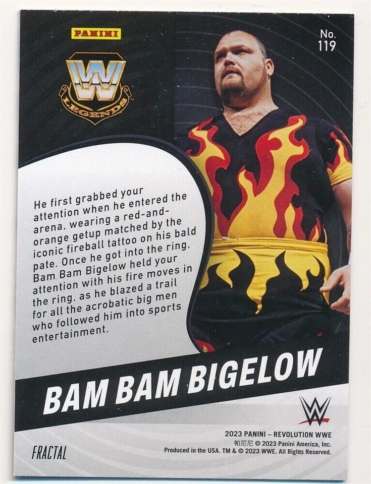 BAM BAM BIGELOW 2023 PANINI REVOLUTION FRACTAL #119 WWE MINT - Image 2 of 2