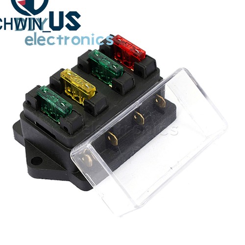 Car Boat 4Way Pin Circuit Standard ATO Blade Fuse Box Block Holder Plug 1-50V US - Picture 29 of 47
