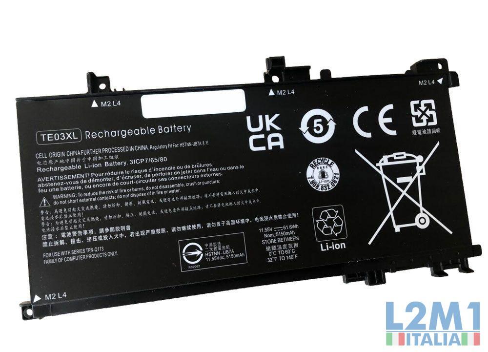 Ricambio Batteria HP TE03XL 61.6Wh per Pavilion 15-BC400NE NH