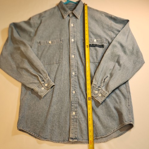 Harley Davidson Mens Denim Shirt Size Large Embroidered on Pocket Long Sleeve - Picture 13 of 21
