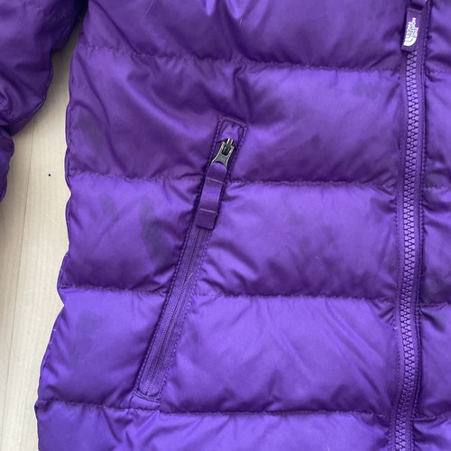 The North Face Girls Small 7/8 Purple Puffer Jacket Down 550 Hooded - Picture 3 of 8