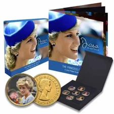 110376 DIANA IN AUSTRALIA PRINCESS OF WALES 7 COIN FULL COLOUR PENNY COLLECTION