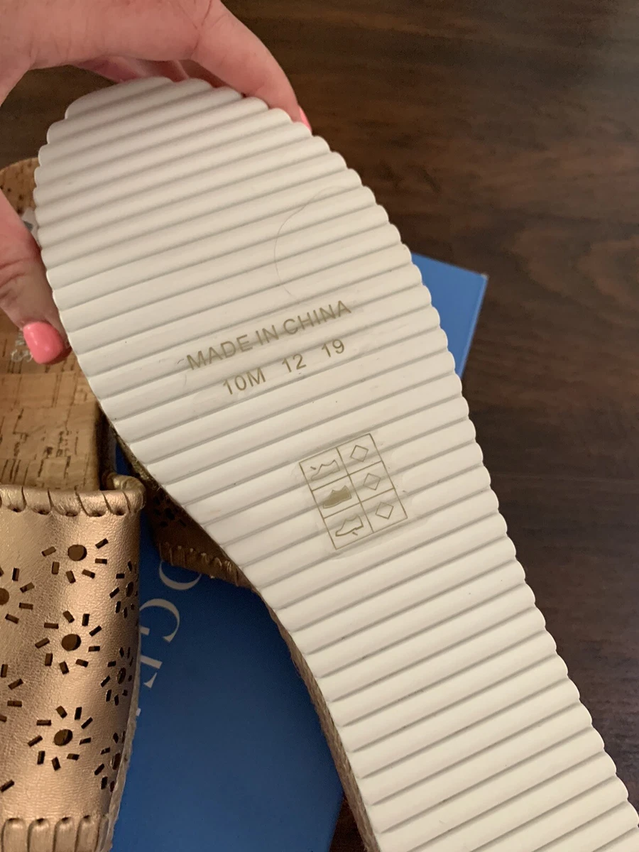 NIB Jack Rogers Rose Gold RO Cork Perforated Floral Slides Sandals