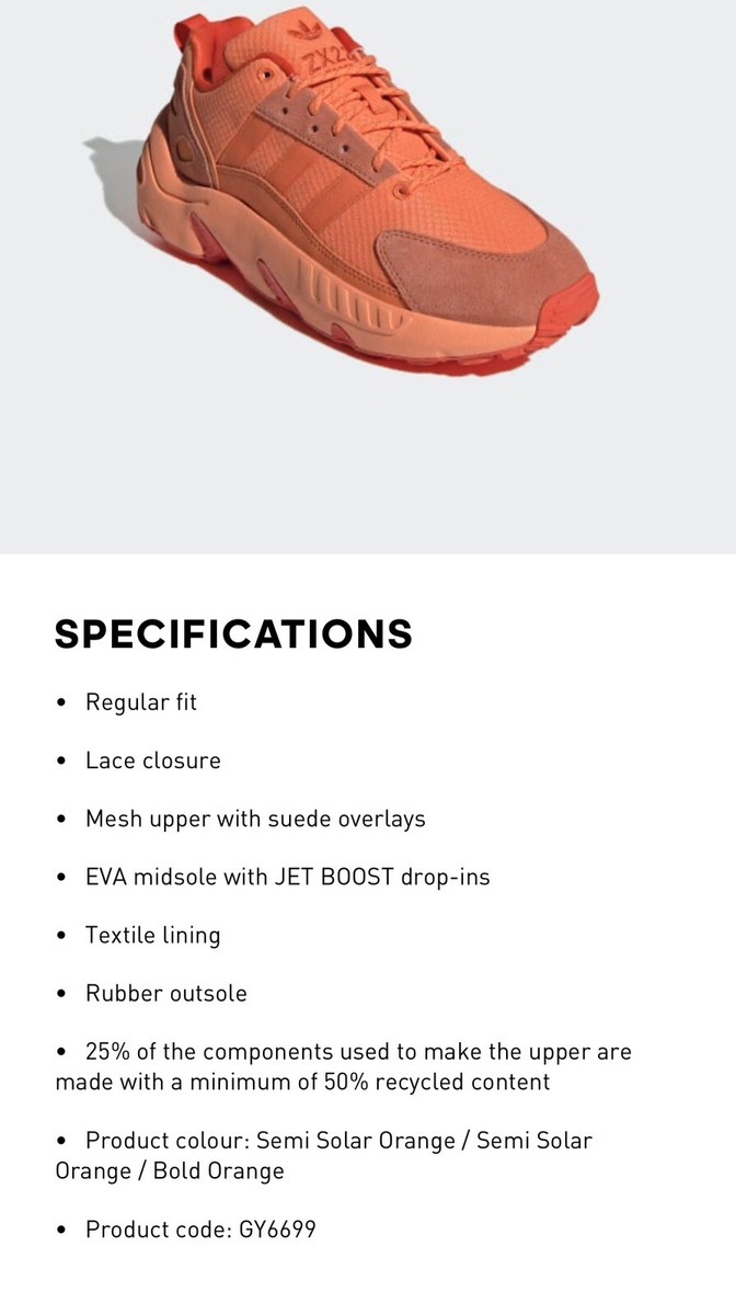 Adidas ZX 22 Boost Men's Sneakers Orange GY6699 New NO Box Men's