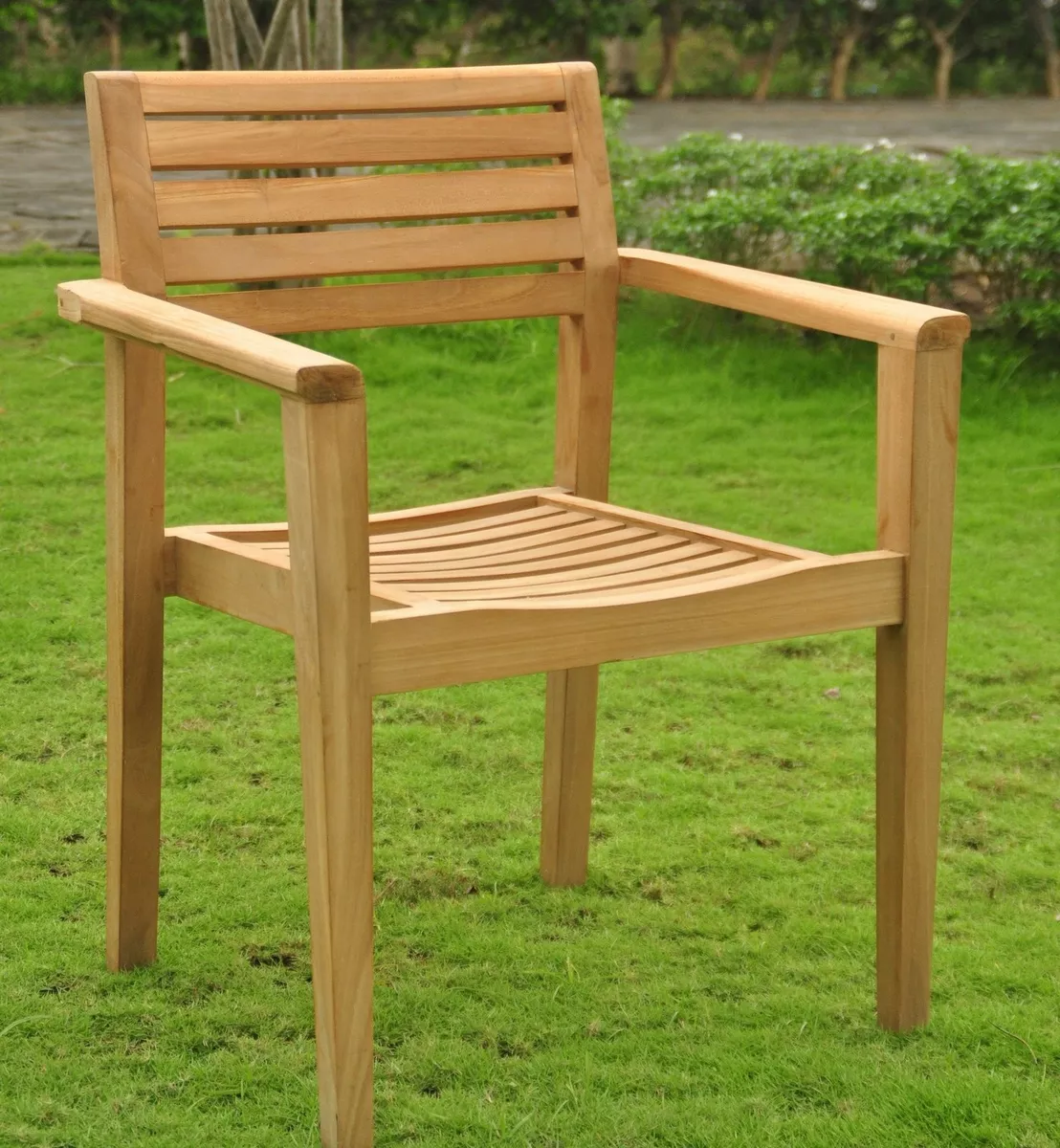 Teak stacking chairs sales