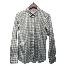 Orvis Women  s Medium Gray Plaid Button Up Long Sleeve Shirt