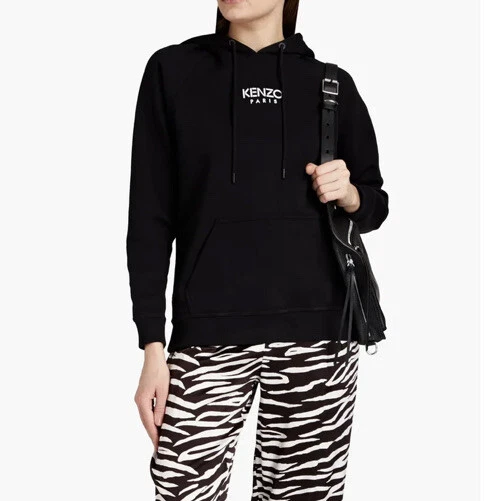 Felpa con cappuccio KENZO nera stampata cotone francese Terry taglia M