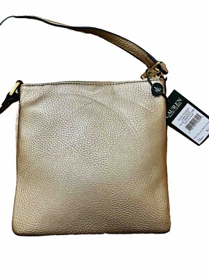 $118 NWT Ralph Lauren Carlisle Gold Leaf Leather Crossbody Bag