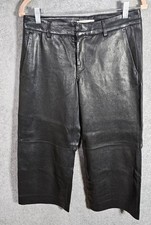 Banana Republic Heritage Collection Lamb Leather Wide Leg Crop Pants Womens Sz 4