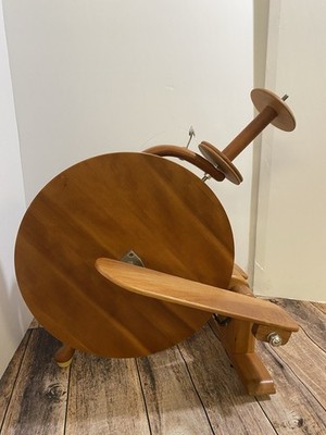John McCoy Pocket Wheel Portable Spinning Wheel Cherry Hardwood Rare READ