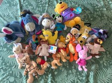 Lot Of Plush Disney Store Winnie The Pooh Big Bird Beanie Pluto Classic Pooh