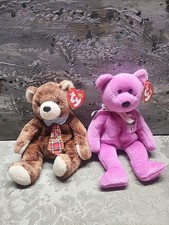 Set Of 2 Mothers Day And Fathers Day Teddy Bear Beanie Babies Retired MWMT