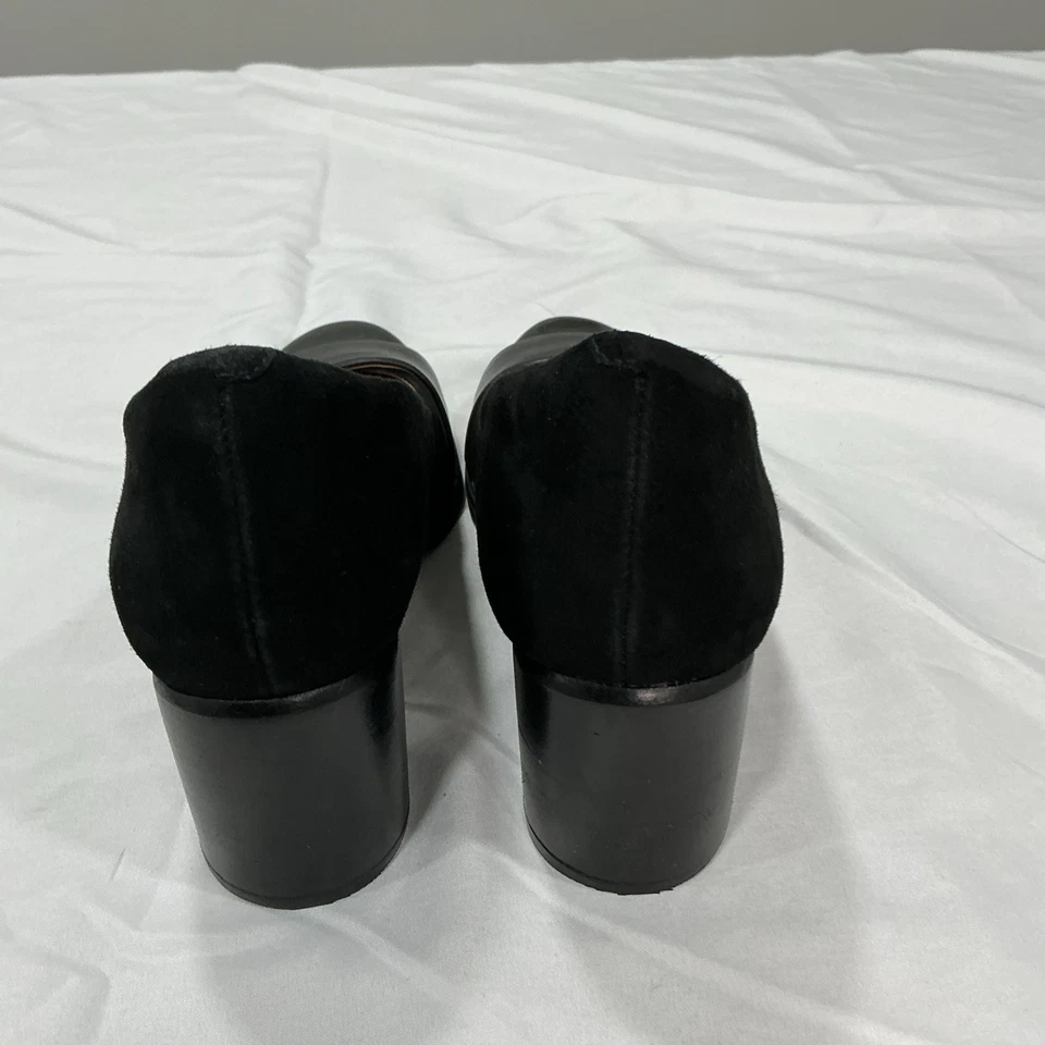 Zapatos de salón Clarks Artisan Tarah Brae sin cordones de gamuza negra charol para mujer 7M Foto 3 de 4