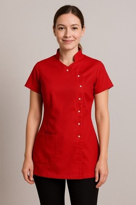 Damen rot Salon Tunika Friseur Spa Schönheit Massage Uniform Arbeit-Größe 20