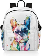 Watercolor French Bulldog Mini Backpack Purse for Women, Dog Pattern Lightweight