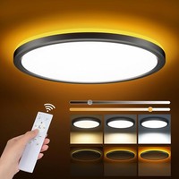 Led Deckenleuchte Dimmbar 24W Mit Fernbedienung 3000K-6500K Ø30Cm Schwarz