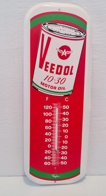 Veedol Flying A 10-30 Motor Oil BROKEN Thermometer Gas Station Sign ---READ---