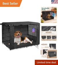Versatile Heavy-Duty Dog Crate Cover - Fits 42-Inch Crates, Windproof  Stylish