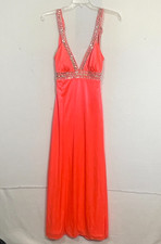 Morgan and Co Coral beaded backless long prom padgent dress Women's 5/6