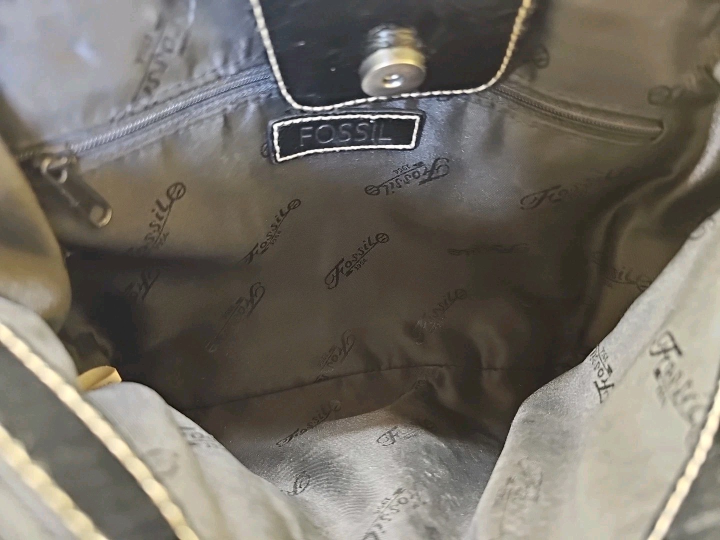 FOSSIL Purse Multi-colored Patchwork, Black Trim … - image 14