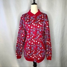 Vintage Blair snap front sweatshirt red floral OS