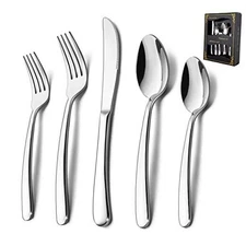 40-Piece Heavy Duty Silverware Set,  Stainless Steel Solid 40 Pieces Round Edge