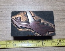 Vintage Letterpress Printing Block Airplane