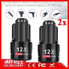 2X 12V 4000mAh Li-ion Battery for Bosch BAT411 BAT411A BAT412 GDR GSR 10.8V-LI