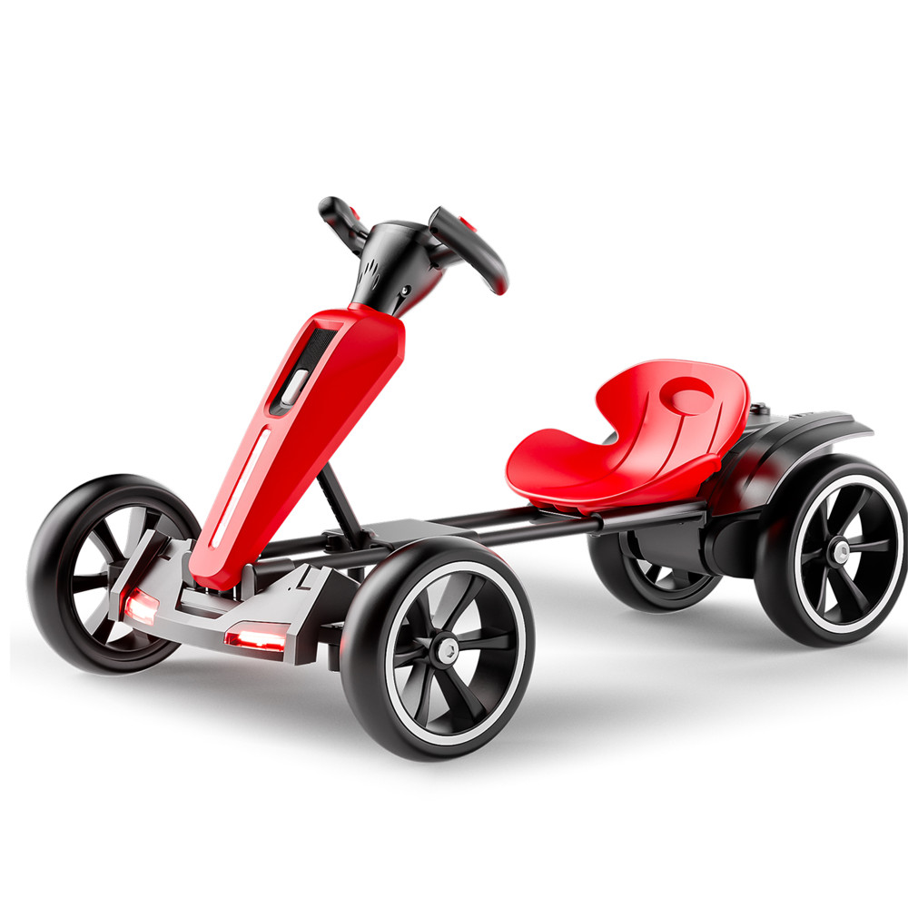 Foldable Red Pedal Go Kart, 12V Power, Adjustable Seat & Non-Slip EVA Wheels