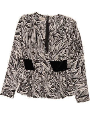 EGON VON FURSTENBERG Damen Bluse Top Abstraktes Muster IT 42 Medium Schwarz BY23