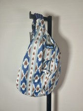 KAVU Rope Bag River Ikat White Blue Brown Sling Crossbody Backpack Cotton Canvas