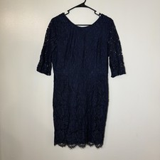Sharagano Midnight Blue Lace Evening Dress Size Medium
