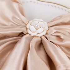 10 WHITE Pearl Floral Metal Napkin Rings GOLD Rim Party Decorations Wedding