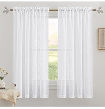 1-Pairs of Linen Curtains 2-Panels Each 52"x78" Light Filtering / Semi-Sheer