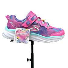 Skechers Power Jam Sparkle Youth Girls Slip-on Sneaker Size 1 Aqua Lavender Pink
