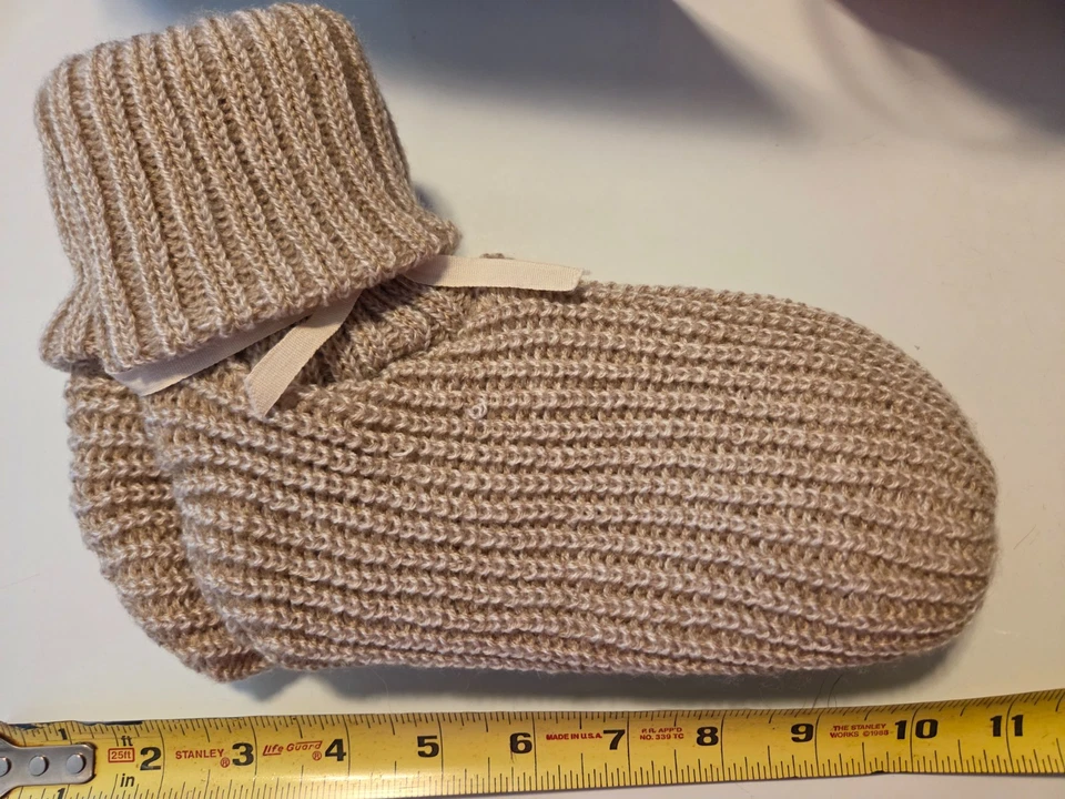 NUEVO CON ETIQUETAS Desteñido Gloria Beige Tostado Grueso Botín Calcetines Zapatillas Altura del Tobillo con Puño Foto 2 de 3