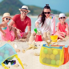 3 Pack Mesh Beach Shell Collection Bag Zipper Sand Toy Storage Tote Kids Travel