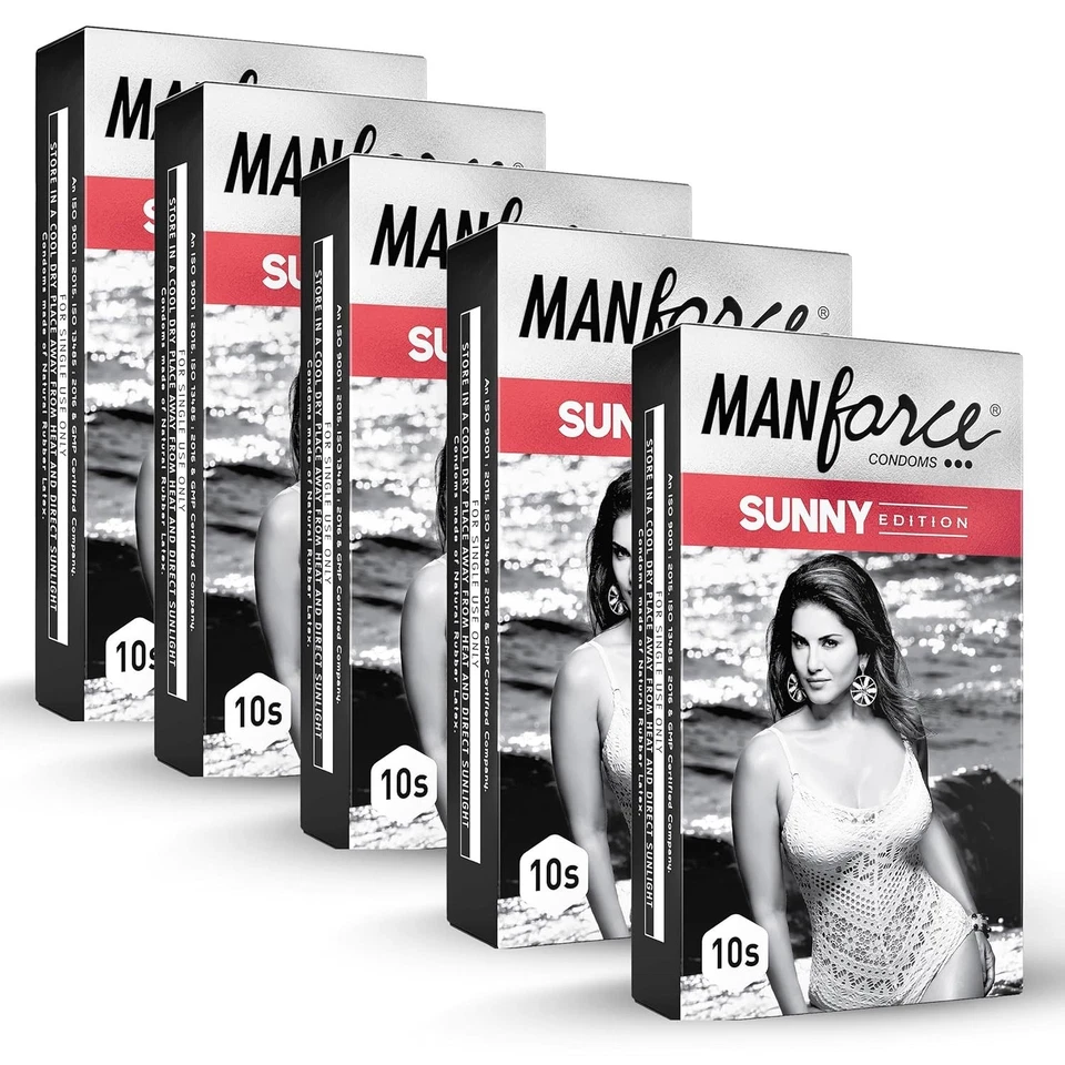Condones Manforce Sunny Edition | 50 piezas | Acanalados, punteados y con forma anatómica Foto 3 de 4