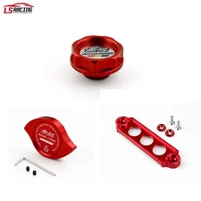 RED JDM Oil Filler Cap Water Radiator Cap Battery Tie Down Kit For Honda Civic