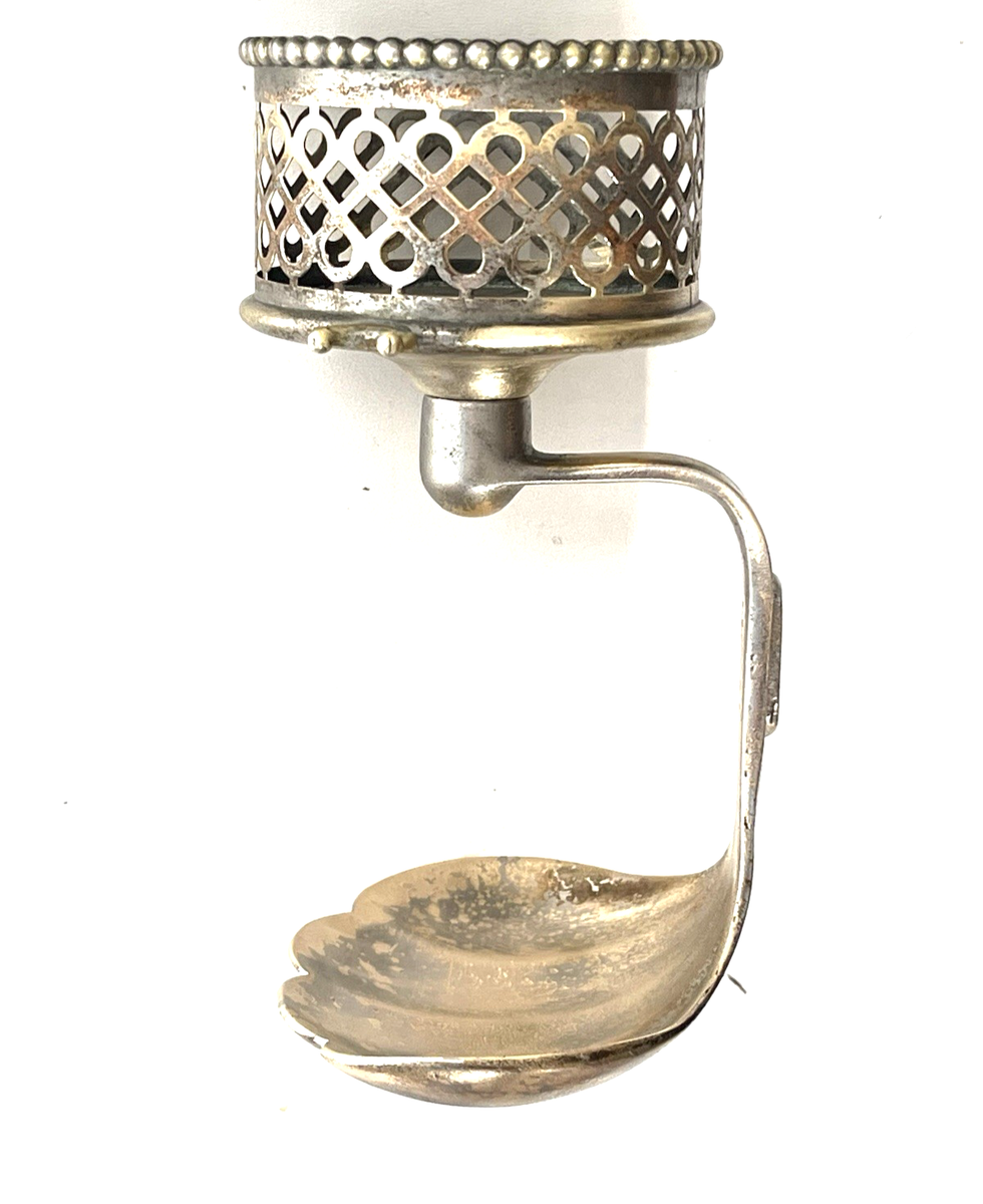 Antique Victorian Toothbrush Holder Soap Dish Wall Mount Nickel