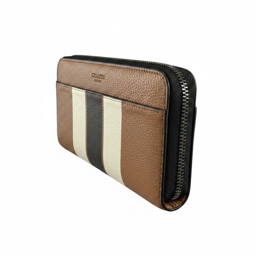 COACH Long Wallet Round Zipper Leather Brown Wallet - Picture 2 of 11