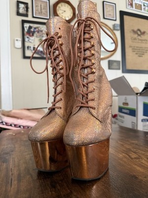 Rose Gold Pleaser Adore New Dancer Women's Size 9 High Heels Shoes