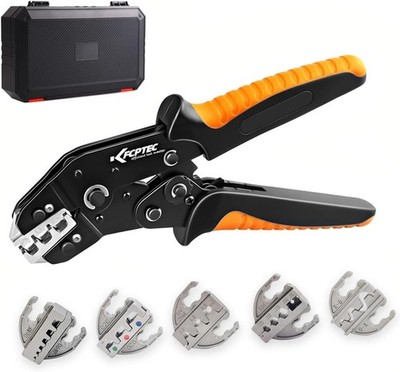 6PCS Multi-functional Wire Crimping Tool with Quick-Change Jaws for Spade, Insul