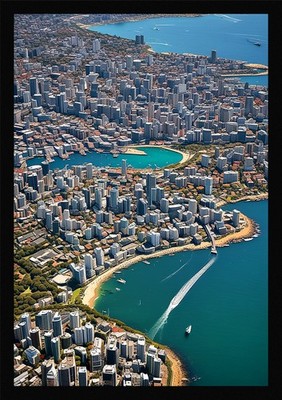 Lebendiger Hafen von Sydney gerahmtes Wandbild Poster Leinwanddruck Bild