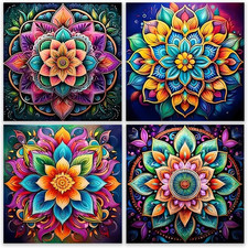 4 Pack Diamond Art Kits for Adults - Mandala 5D Diamond Painting Kits for Beginn