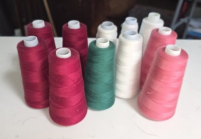 11 Cones Of SERGER Thread Lot  Spools Surelock, Mostly Full